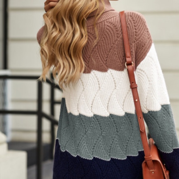 💝HP Turtleneck Colorblock fluffy twist sweater - Picture 4 of 5